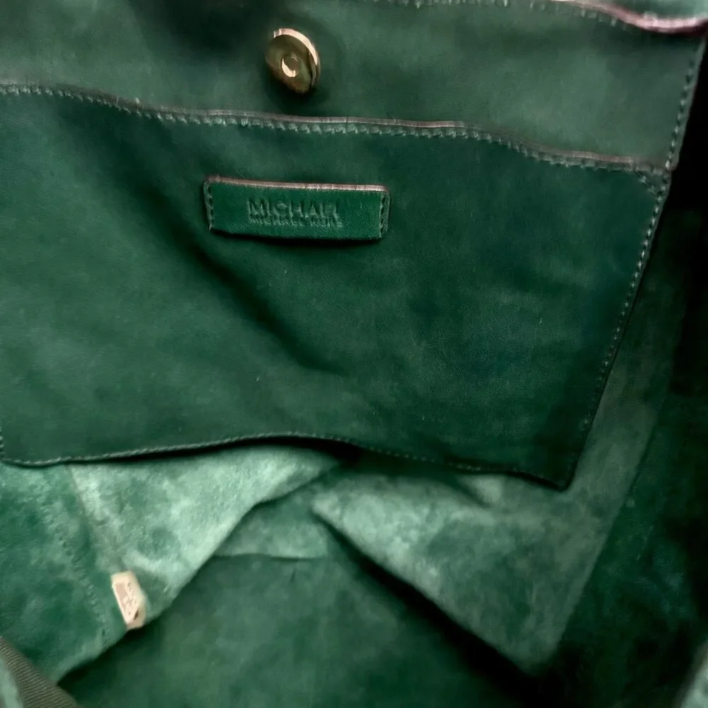 Michael Kors Ashbury Large Suede Grab Bag - Emerald, Gold Accents, Dust Bag - Picture 9 of 12